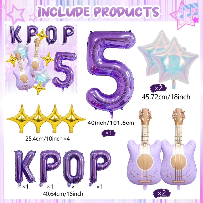 Vibrant Purple Music-Themed Party Decorations Set