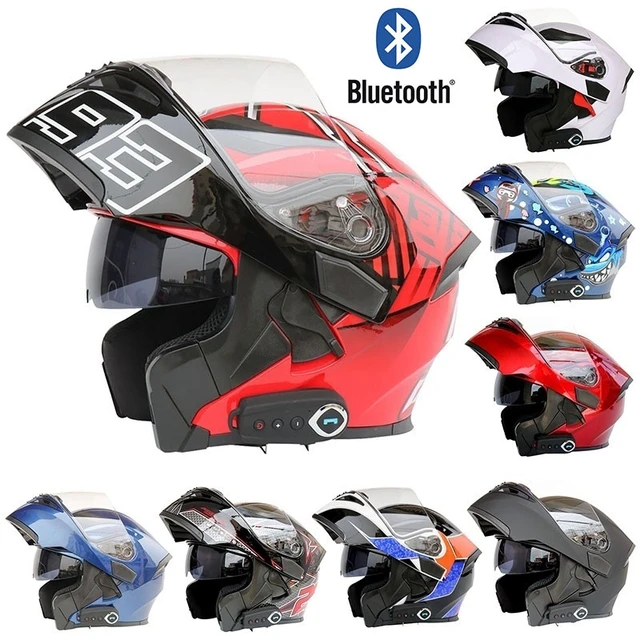 Casque de moto Bluetooth à double visière, intégral, modulaire, rabattable,  pour Motocross, course de vélo de rue - AliExpress