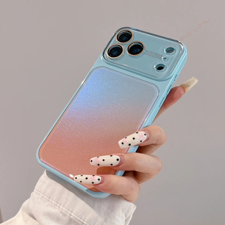 Glitter Tempered Glass Phone Case For Iphone Pro Max Shockproof_voghion.com
