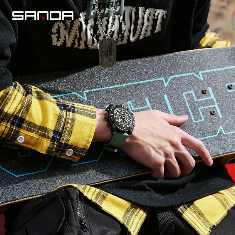 Sanda 5309 New Foreign Trade Quartz Men's Three Eyes and Six Pin Watch Fashion Trend Outdoor Waterproof Simple Calendar Table
