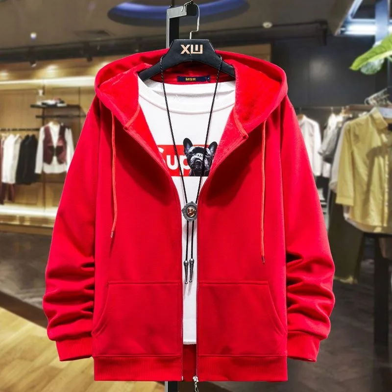 2023 New Cotton Autumn Winter Fattening Plus Size Zipper Sweater Men Cashmere Cardigan Loose Men Hoodie Coat