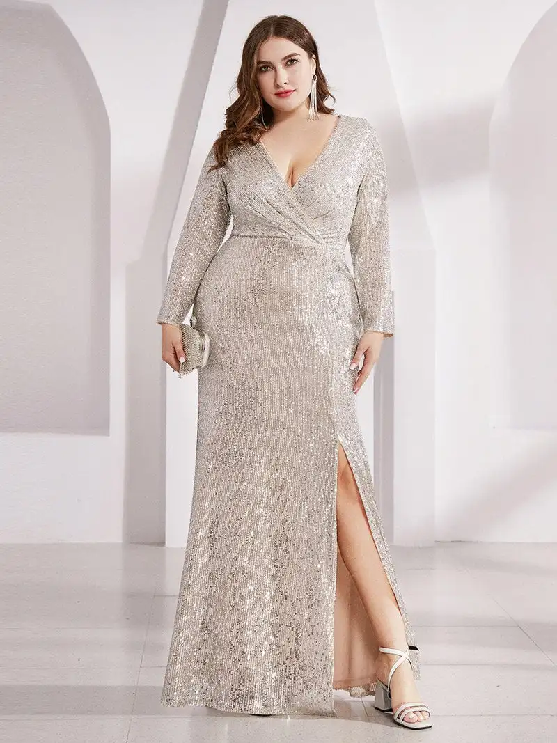 ever-pretty-robe-de-soiree-de-forme-trapeze-tenue-de-soiree-grande-taille-col-en-v-manches-longues-paillettes-longueur-au-sol-simple-2024