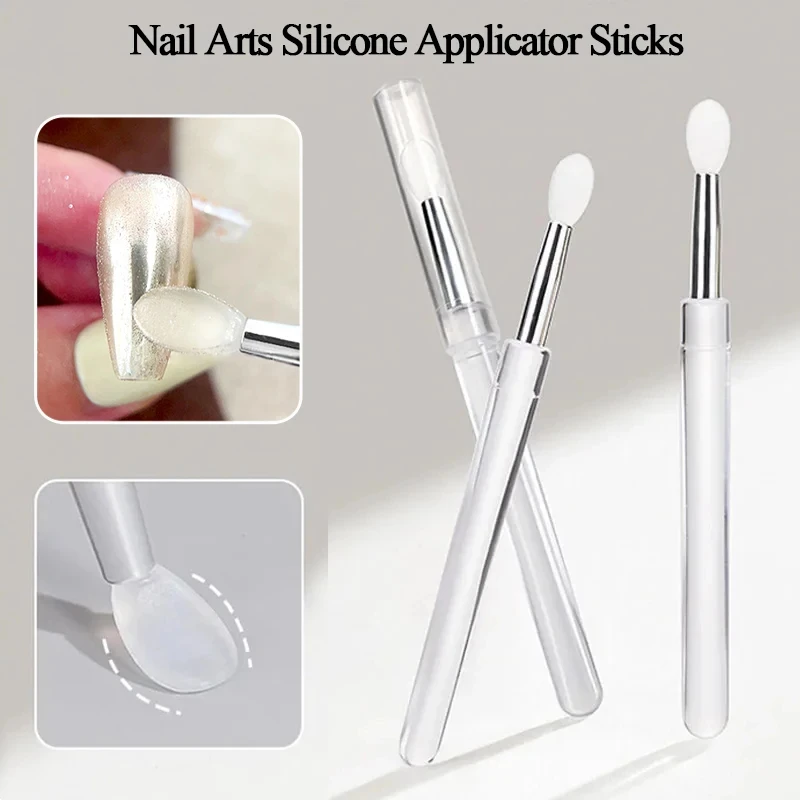 Nail art brushes Nail brushes Nail art tools Silicone applicator sticks Nail Art Silicone Applicator Sticks Chrome Pigment Dust Applying Manicure Tool Easy-Daub Pigment Silicone Nail Brushes 1/3/5pcs