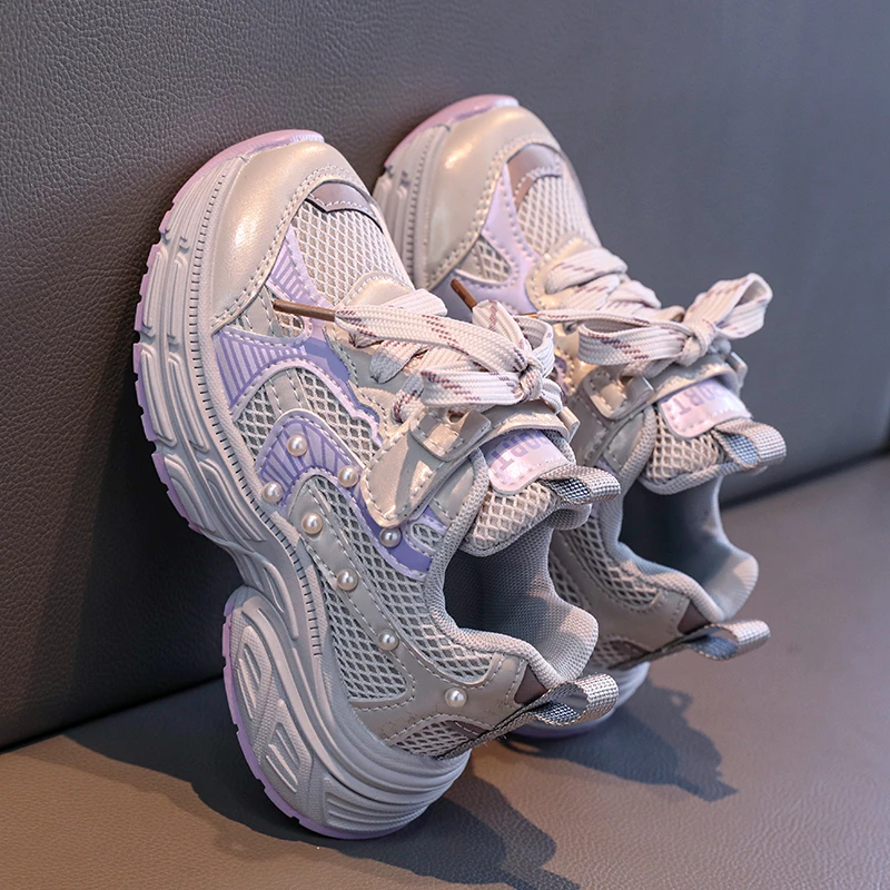 Girls Breathable Mesh Sneakers for School and Sports