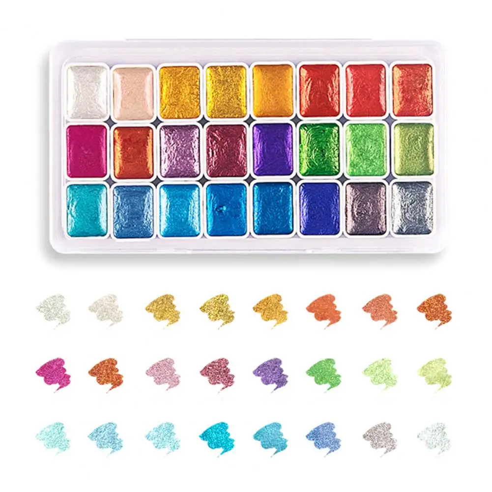 

Portable Watercolor Palette Vibrant Glitter Watercolor Paint Set for Artists Painting Lovers Portable Solid Paint for Artists