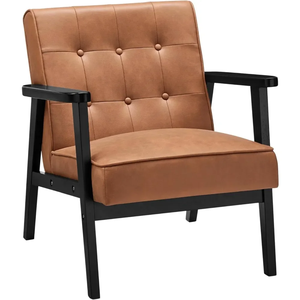 

Кресло для отдыха кресла для гостиной современное кресло среднего века с подлокотниками и ножками из массива дерева цвет кофе коричневый Бесплатная доставка