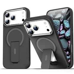 Funda para teléfono con soporte magnético plegable de lujo con cubierta trasera mate translúcida