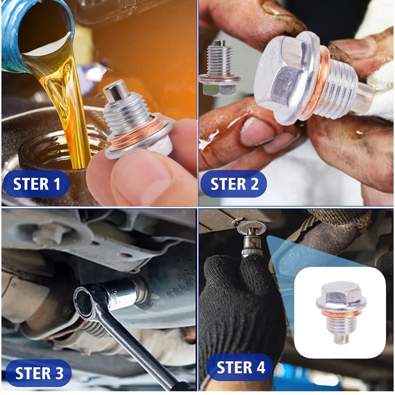 1/2/3/5Set Car Magnetic Oil Drain Screw Gasket oil drain plug gasket oil drain plug seal washer for Most Infiniti Exus Nissan Scion Toyota