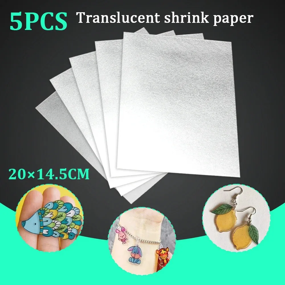 Shrink Plastic Sheets Fun Thermal Heat Shrink Film 5Pcs 14.5x20cm For DIY