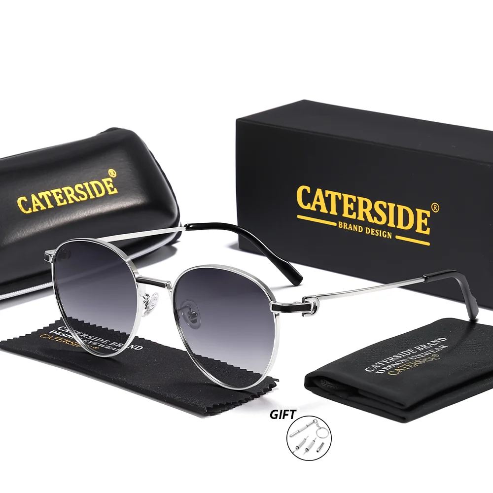 CATERSIDE Unisex runde Pilotenbrille mit individuellen runden Gläsern, verschreibungspflichtige Brillen für den Außenbereich, Myopie- und Hyperopie-Brillen – Detail 8