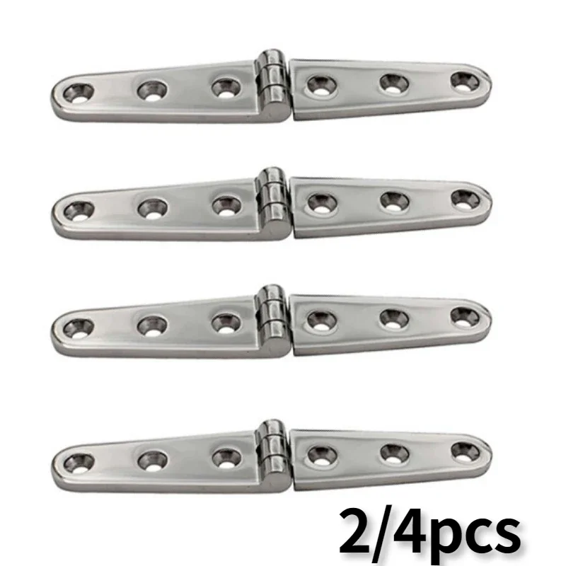 316 Stainless Steel Marine Boat Deck Cast Long Strap Hinge 2pcs / 4Pcs 28x152mm 6 Holes Mirror Polish Hardware Cast Door