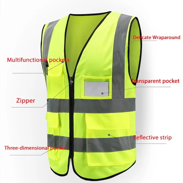 Gilet de sécurité réfléchissant pour voiture, bande réfléchissante, veste  d'urgence en maille fluorescente, haute visibilité - AliExpress