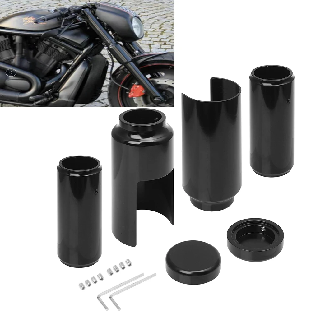 

Motorcycle Black Aluminum Full Front Fork Cover Set Tube Cap Kit For Harley V-Rod Vrod Night Rod Special 2007-2011