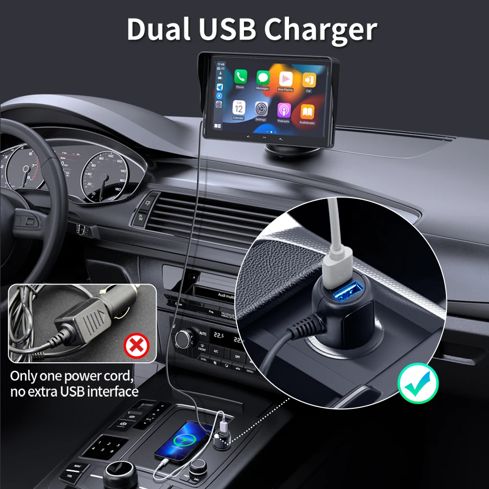 Universal Car Radio 7inch Multimedia Video Player Wireless CarPlay Android Auto Portable Touch Screen for Nissan VW Kia Hyundai - 4