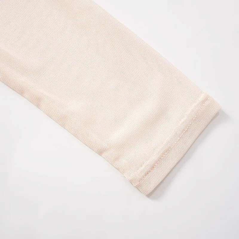Summer See-Through Mesh T-shirt Top Women Pleated Patchwork See-Through Slim Cropped Top Tee Female Solid T-shirt Pullover