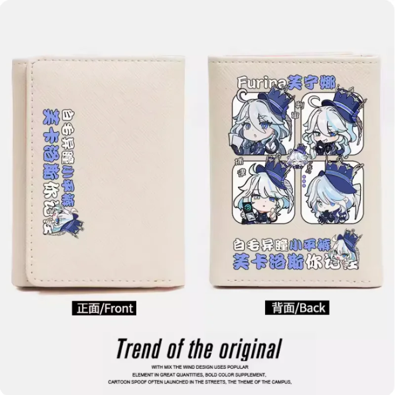 Genshin Impact Furina Anime Wallet Women's Fold Bag Multi Card Large Capacity Fashion Wallet Gift