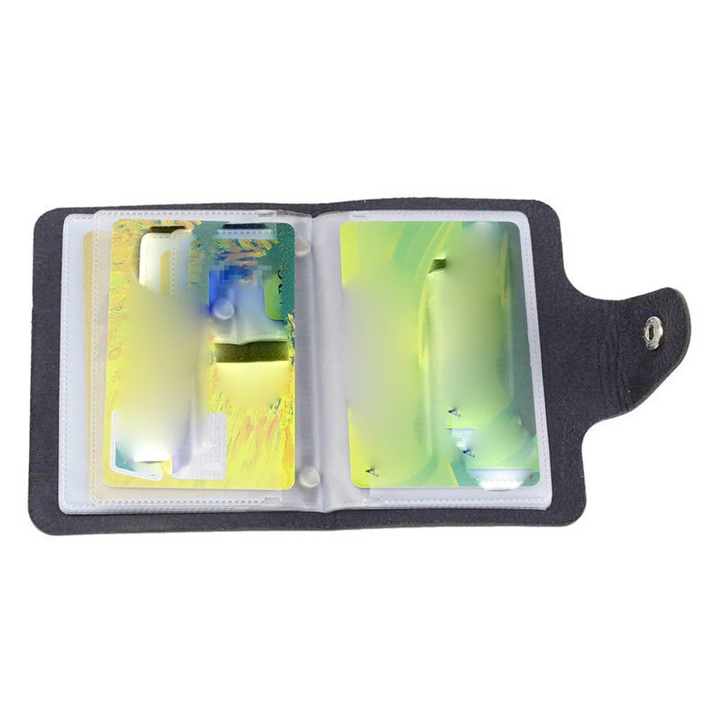PU Leather Business Card Holder 24 Cards Slot ID Credit Card Case Anti-theft Pocket Coin Wallet credit card holder card holder