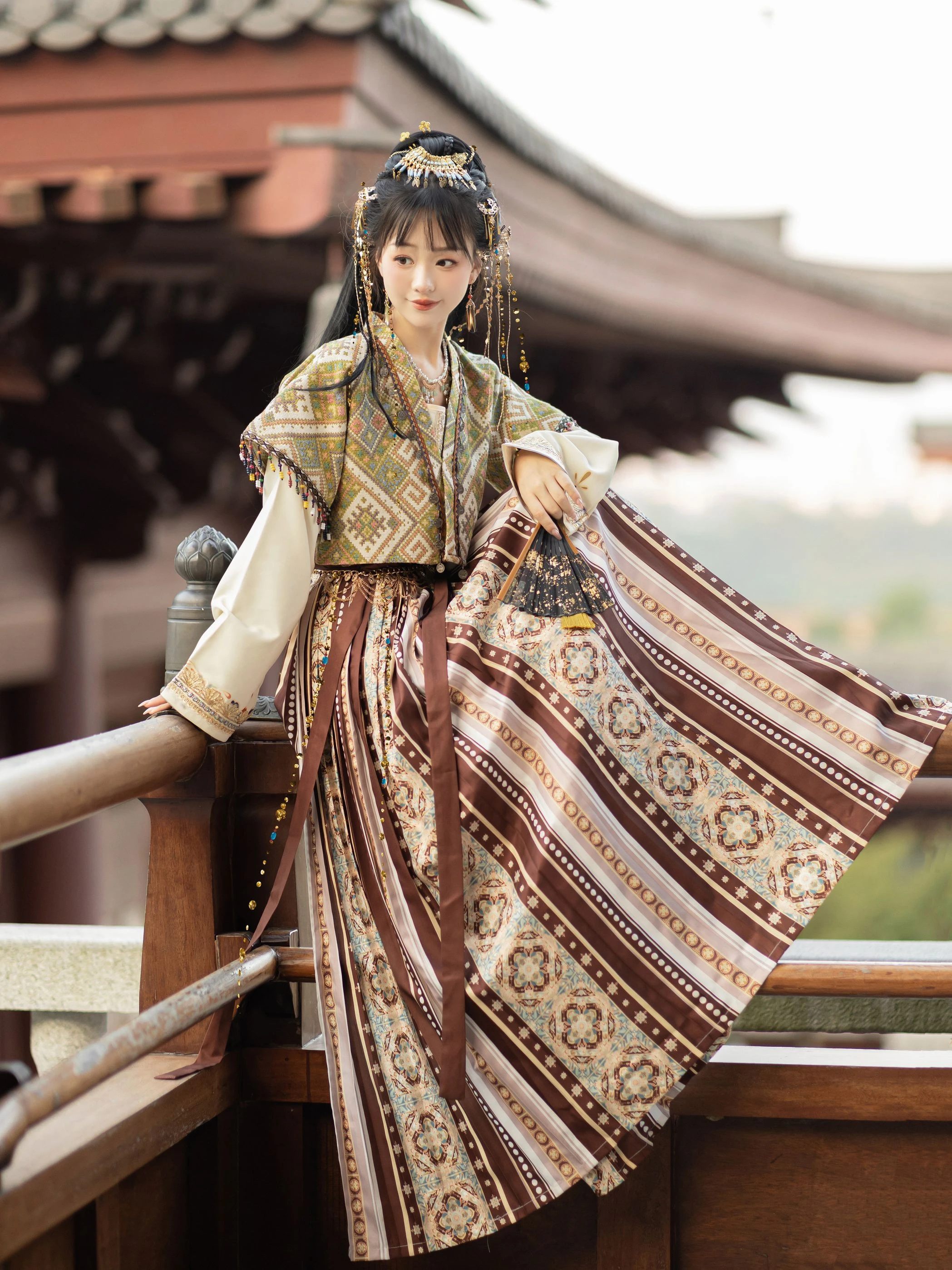 

Dunhuang exotic style Tang style Hanfu women's waist length daily spring and autumn styles chinese traditional dress for women