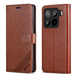 Leather Magnetic Wallet Phone Case with Card Holder for POCO M7 Pro 4G (Brown)