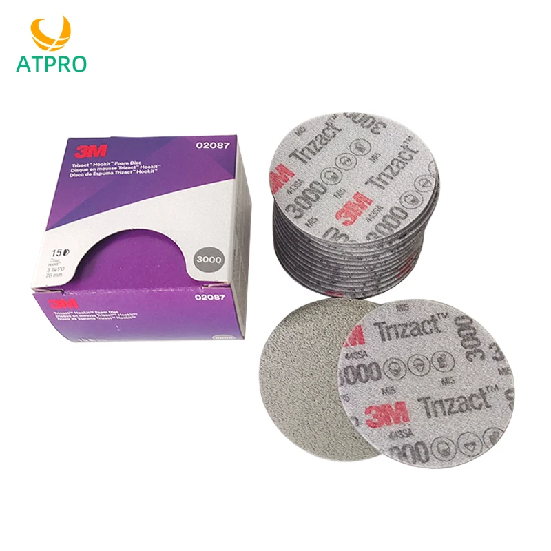 Sandpaper Set Polish Sand Paper Sandpaper Tools 3M02087 Pyramid 3 Inch Sponge Sandpaper 3000 Mesh Paint-Finish Finishing Beauty Polishing Sandpaper Flocking Sanding Cotton