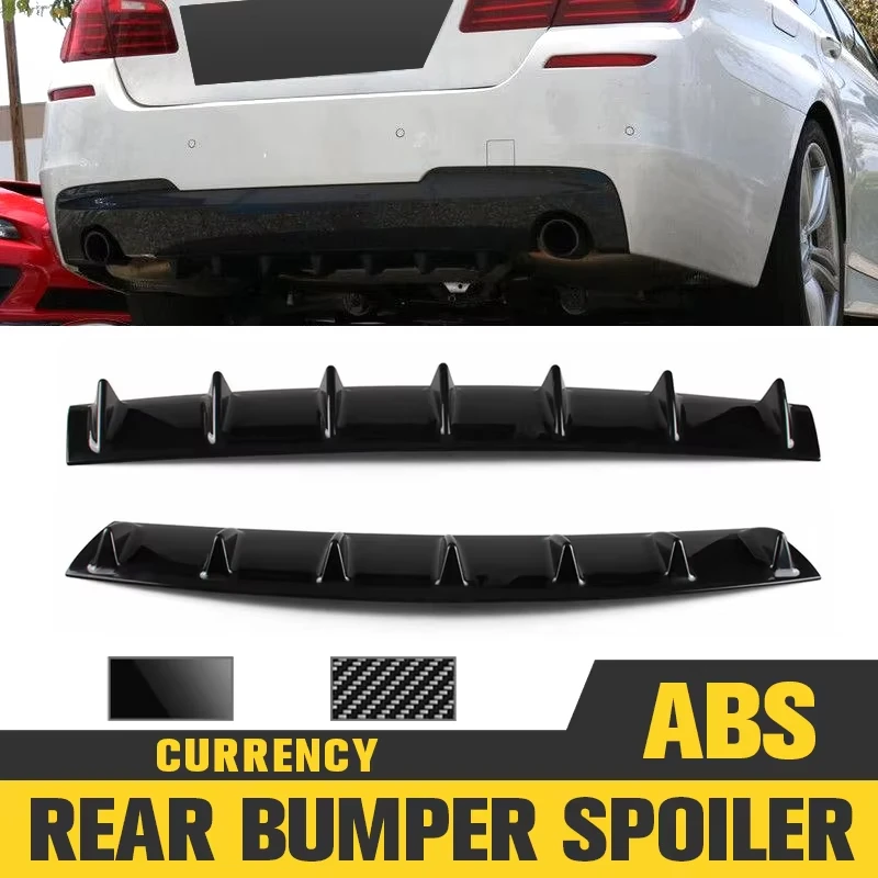 Car bumper spoiler 3pcs Universal Rear Bumper Spoiler Diffuser 7 Wing Shark Fin Style Lower Body Lip Gloss Black