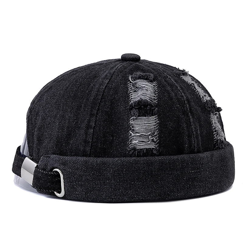 Hot Sale Broken Hole Landlord Hats Men's Street Hip-hop Hats Melon Dome Denim Cap Women's Sailor Hat Caps