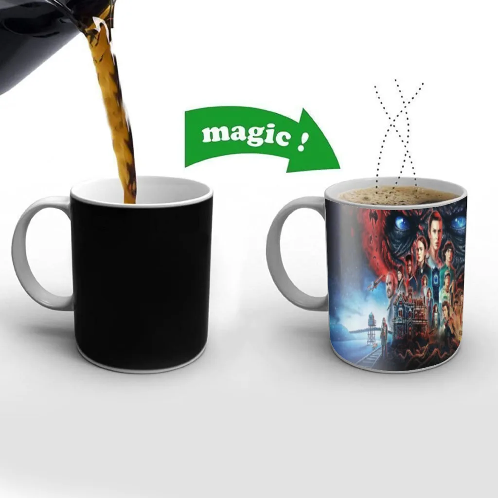 

Thriller American Drama Stranger Things One Piece Coffee Mugs And Mug Creative Color Change Tea Cup Ceramic Milk Cups Gifts