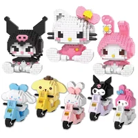 Anime Hello Kitty Building Block Model Assembled Toys Sanrio Figure Kuromi My Melody Children's Puzzle Gift Desktop Decorations 1