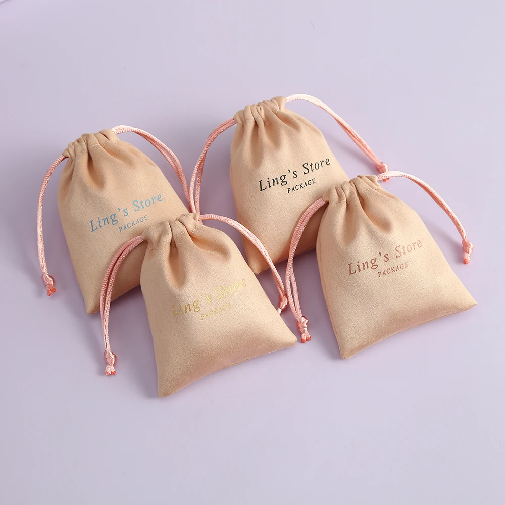 50pcs upscale Jewelry Packaging Flannel Gift Bag Birthday Favor Bag Customized Drawstring Jewelry Pouch for Rings Pendant