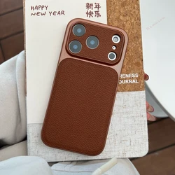 Candy Leather Shockproof Phone Case with Big Window Design - iPhone 15 (Brown Light)