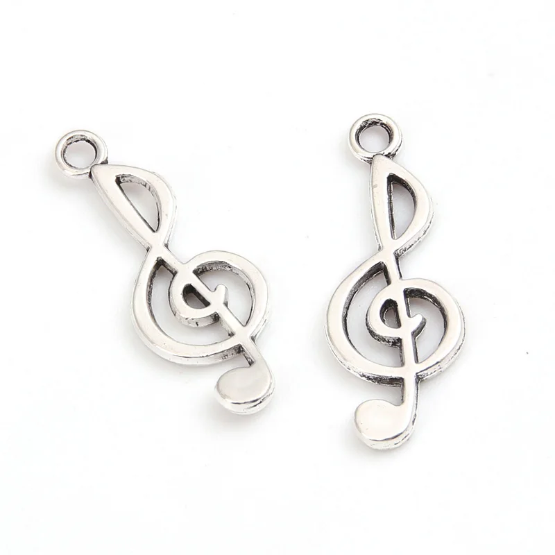 60 stücke Silber Farbe 25x10mm Musik Note Charms Musical Symbol Anhänger Für DIY Handgemachte Metall Legierung Schmuck machen Zubehör