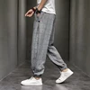 Cotton Linen Pants for Men New Trend Disc Buckle Hallen Pants Man Spring Summer Comfortable Breathable Casual Pants 4