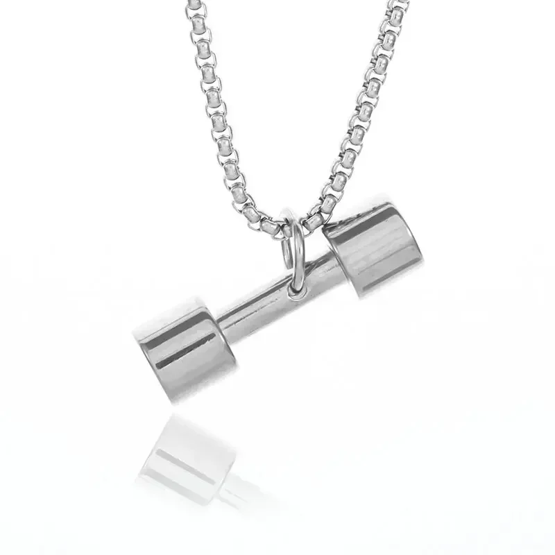Piastra di sollevamento pesi in acciaio inossidabile ciondolo fitness bilanciere collana manubri uomo  s fascino palestra casual gioielli regalo di coppia | IT