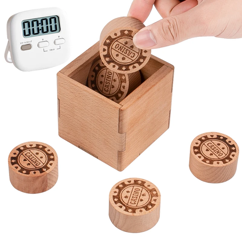 Montessori Six Chips Wooden Puzzle Boxes Brain Teasers Difficult Casse Tete IQ Games For Adults Kids Juegos De Ingenio 3