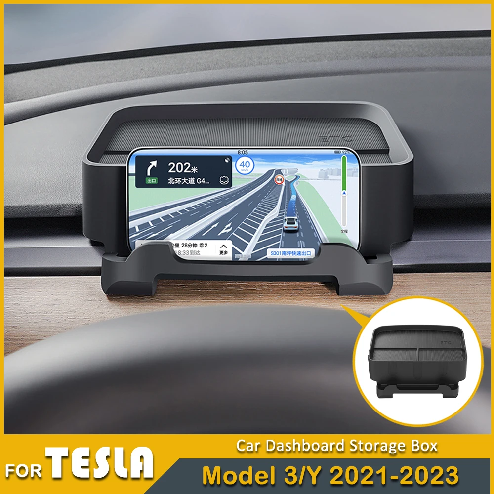 

Model Y Dashboard Storage Box For Tesla Model 3 Y 2023 Silicone Auto Center Console Glasses Key Organzier Tray Case Accessories