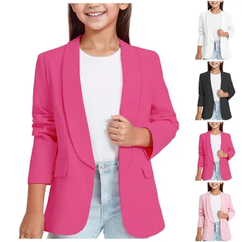 5t Girls Clothes Winter Girls Long Sleeve Shawl Formal Suit Jacket Open Front Inner Pocket For Kids Floral Long Sleeve Shirts 6