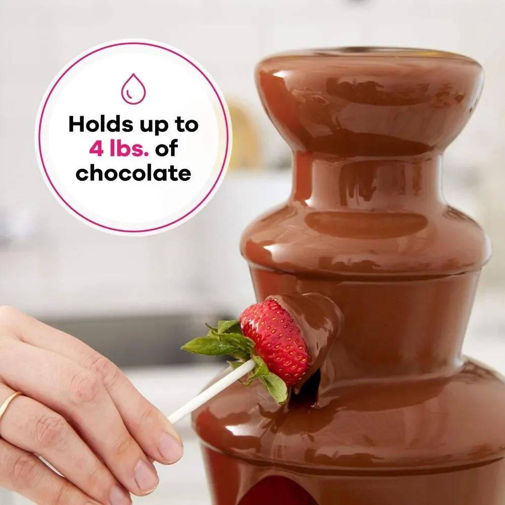 Chocolate Fountain and Fondue Fountain, Keep Chocolate Melted for Easy Treat Dipping, 3-Tier, 16-Inches Tall, 4-lb Capacity