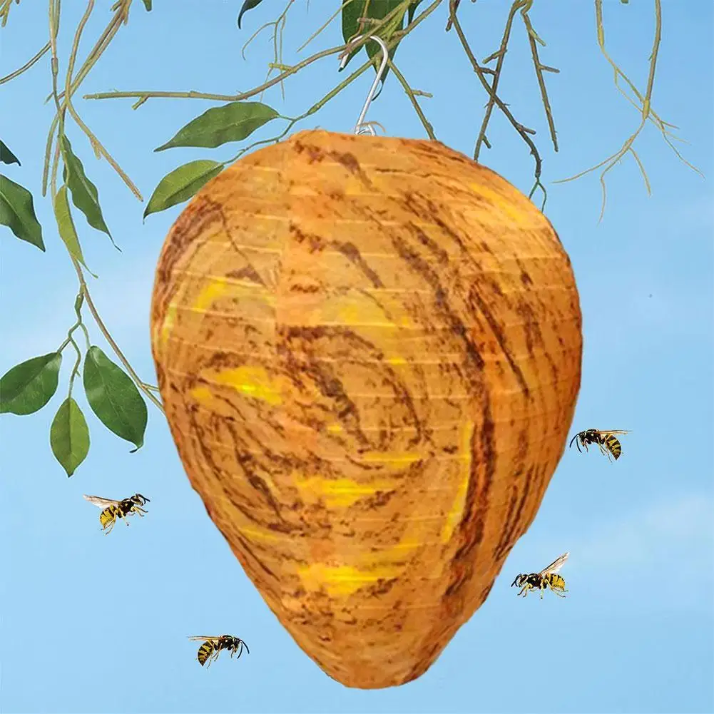 TFSZE 4 Pièces Leurre De Nid De Guêpe, Faux Nid De Guêpes,Wasp Nest Decoy Hanging