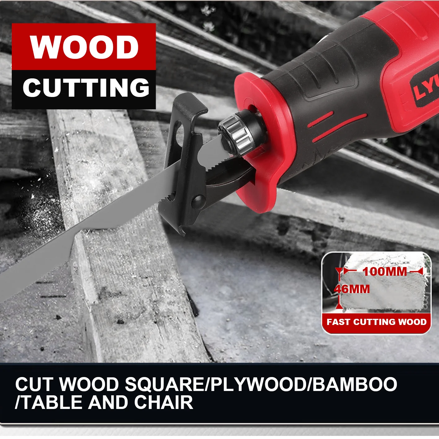 LYUWO Brushless reciprocating chainsaw outdoor handheld chainsaw universal logging lithium electric saber saw electric tools
