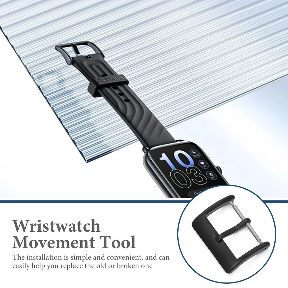 Stainless Steel Brushed Matte Watch Strap Buckle in Black Gold Finish