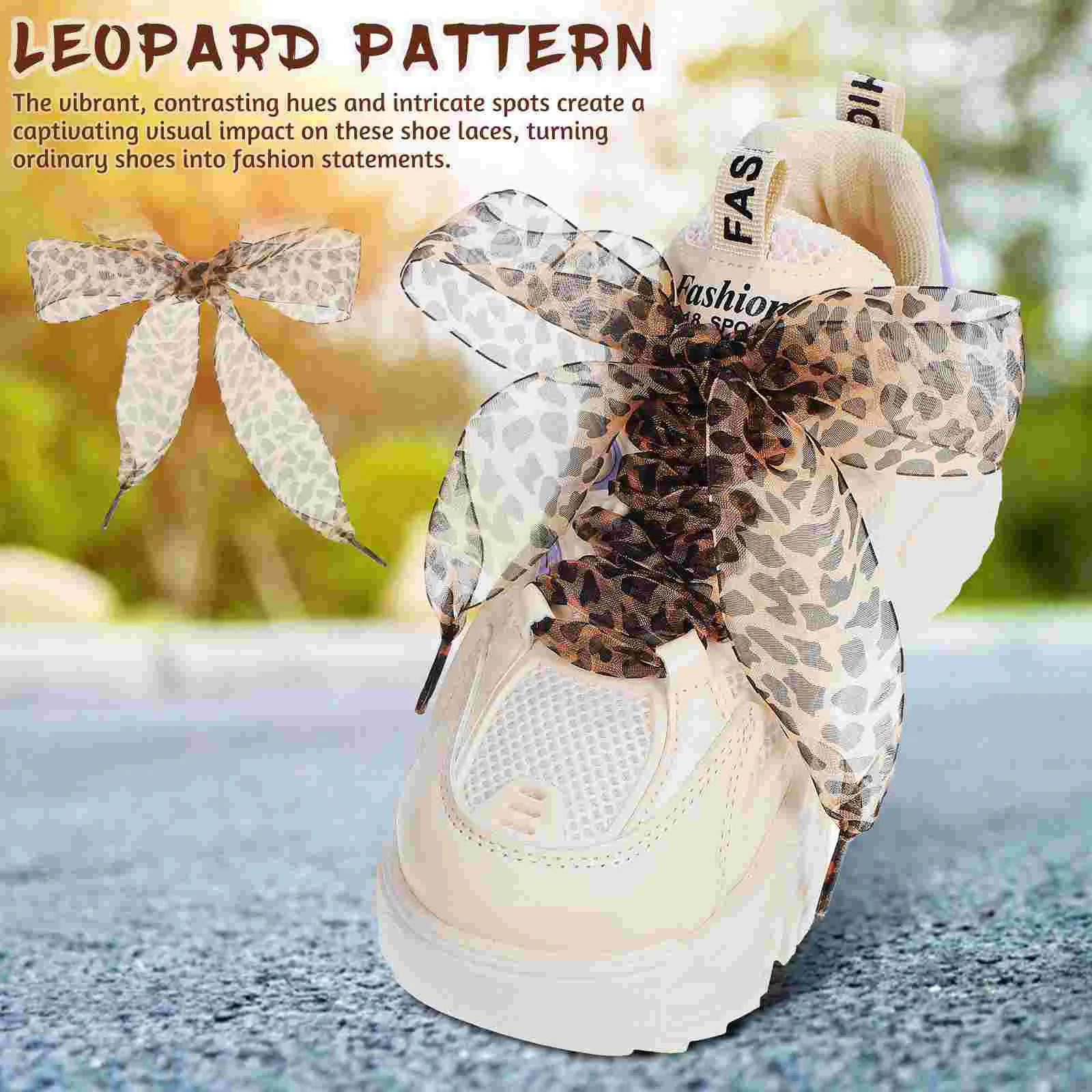 Leopard Lace Shoelaces 2pcs for Boot Flat Strap Replacement