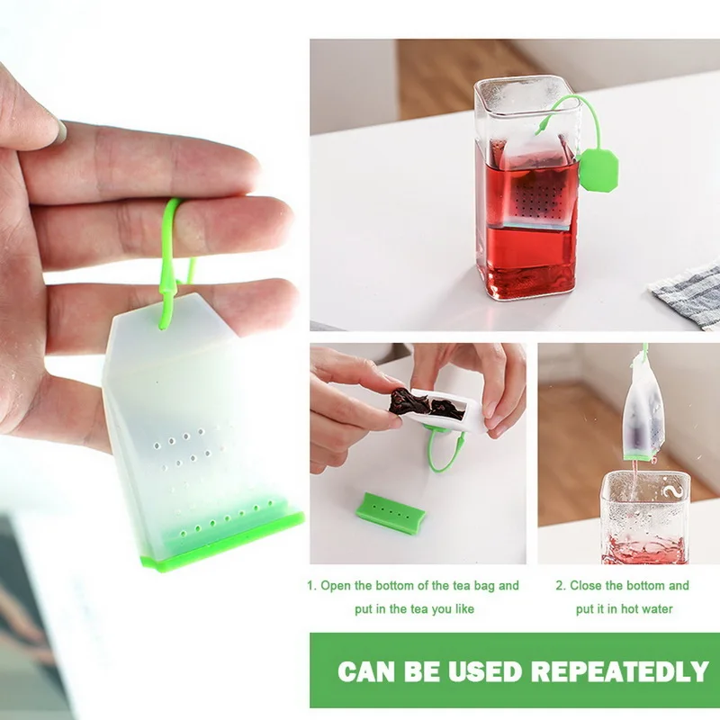 1PC Bag Style Silicone Tea Strainer Herbal Spice Infuser Filter Diffuser Kitchen Reusable Coffee Tea Strainer Random Color