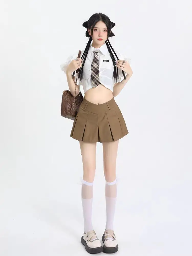 Black Women Pleated Skirts Summer V Waist Zipper Girls Dancing JK Mini Skirts Black Fashion Student A Line Faldas New
