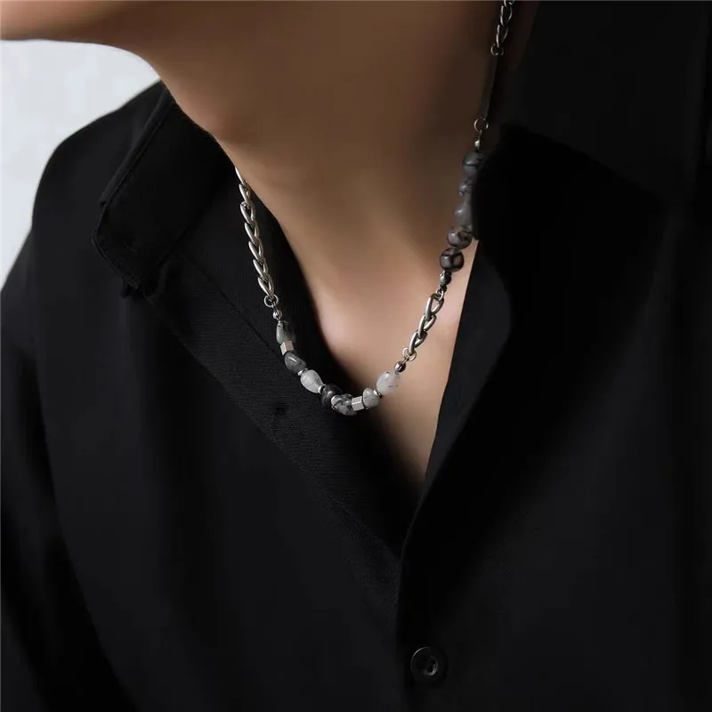 

YEYULIN Style Alloy Chain Silver Color Beads Chain Necklace Fashion Hip Hop Men And Women Necklace Jewelry Gifts