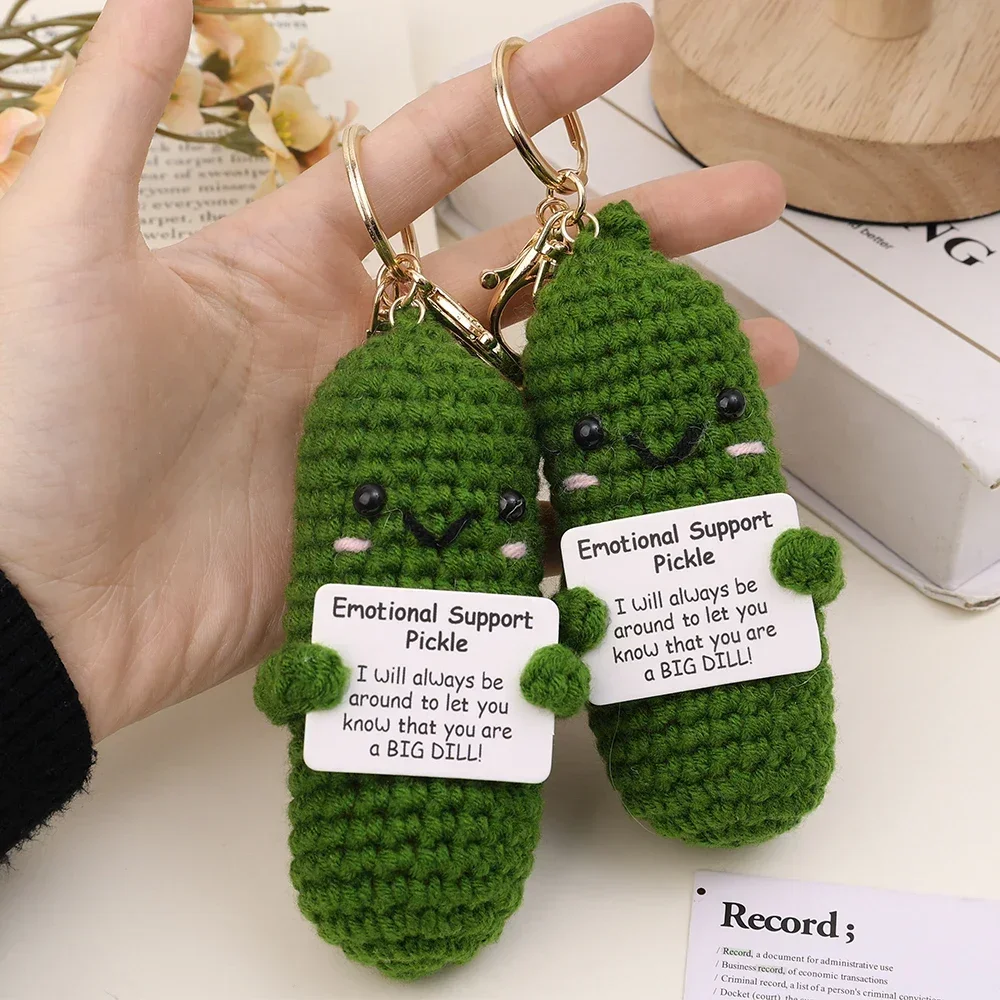 Handmade Positive Energy Potato Keychain Couple Funny Card Knitting Inspired Toy Key Rings Creative Crochet Dolls Bag Pendants