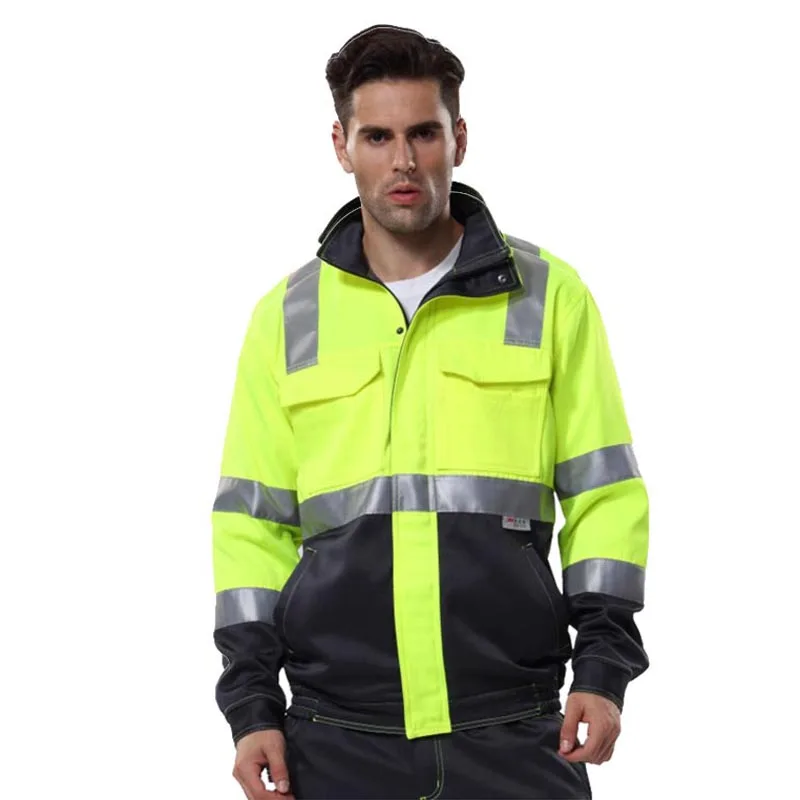 Safety Jacket Reflective for Night Work Hi Vis Jackets Men Waterproof  Oil-proof Two Tone Construction Workwear - AliExpress