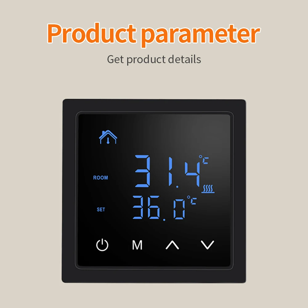 termostato com LED Touch Screen, fiação controle, 85-265V, MH1828A, 16A