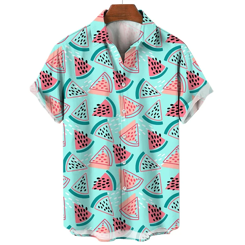 

Tropical Fruits Print Summer Men's Hawaiian Shirts Casual Oversized Short-sleeved Fashion Hawaii Beach Female Clothing Blouse