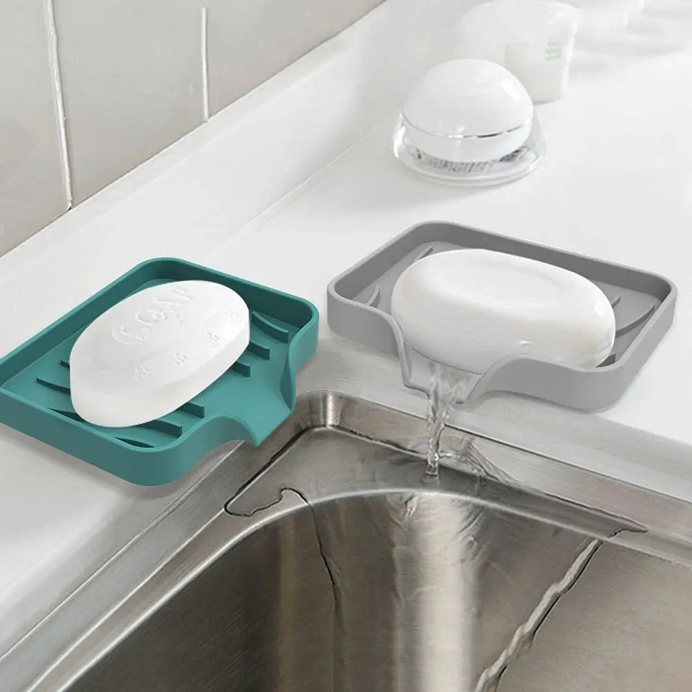 Description Picture 6 of itemSilicone Kitchen Sink Tray Soap Dish Holder with Built-in Drain Lip Draining Countertop Sink Scrubber Brush Sponge