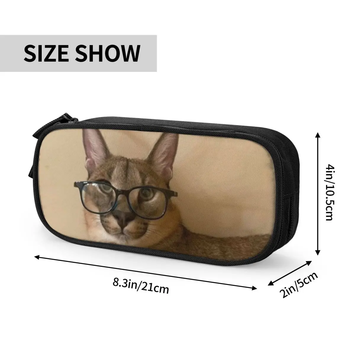 Funny Caracal Cat Floppa Meme Korean Pencil Cases Girl Boy Large Storage Pencil Bag Pouch Students Stationery